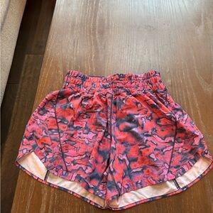 Lululemon Track That High Rise Lined Vibrant Pink and Blue Women's Shorts 5”